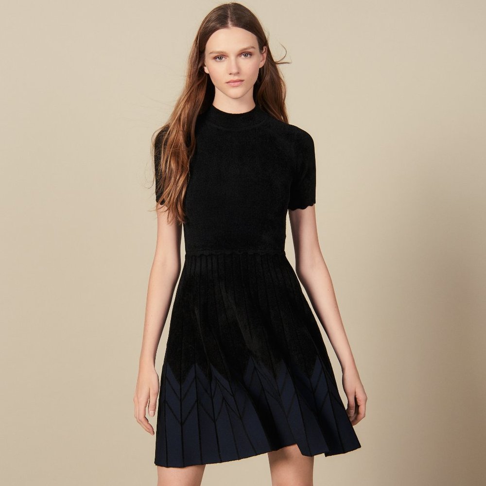 Sandro - Paris - Black Short Knit Dress